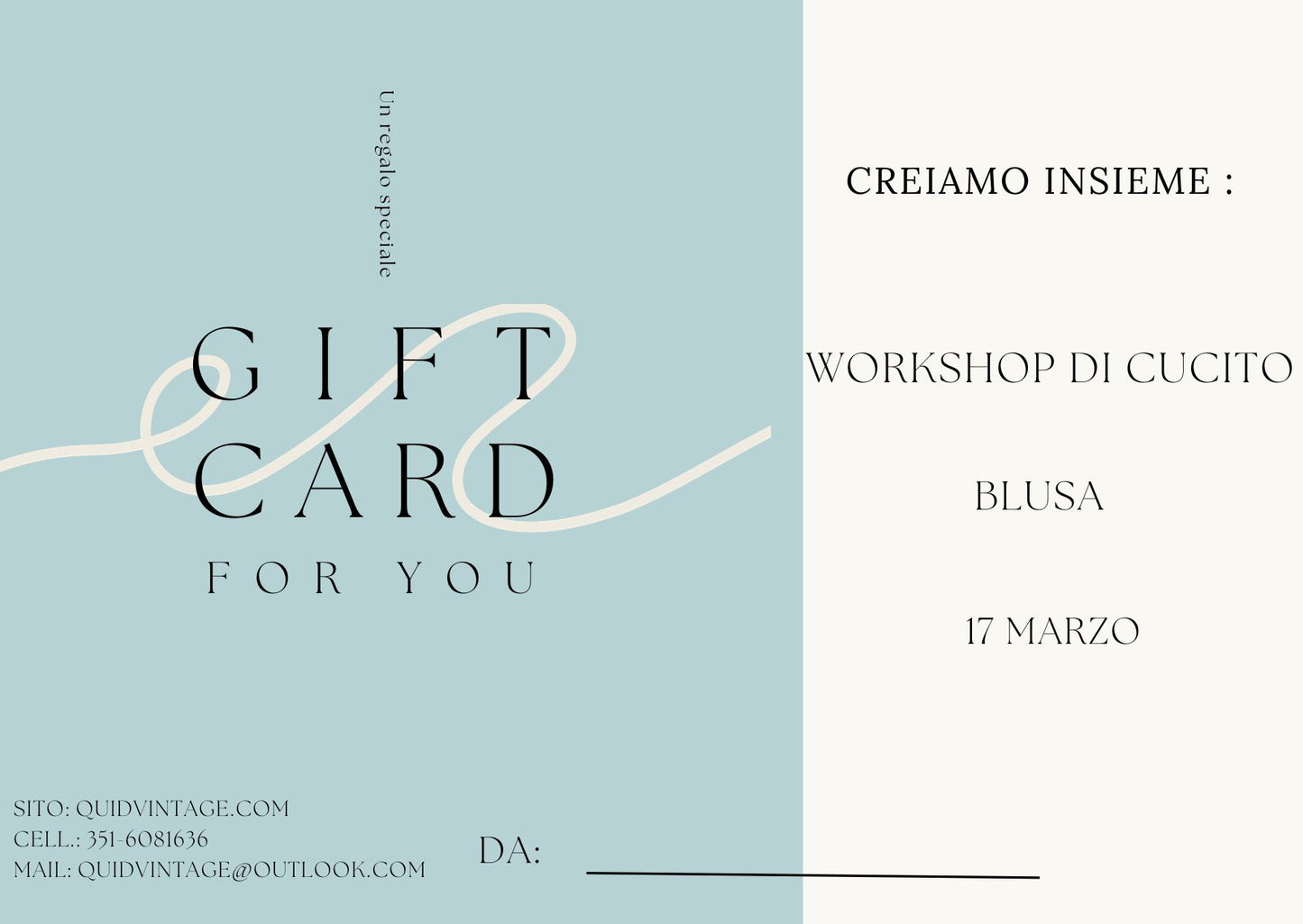 Gift card workshop cucito