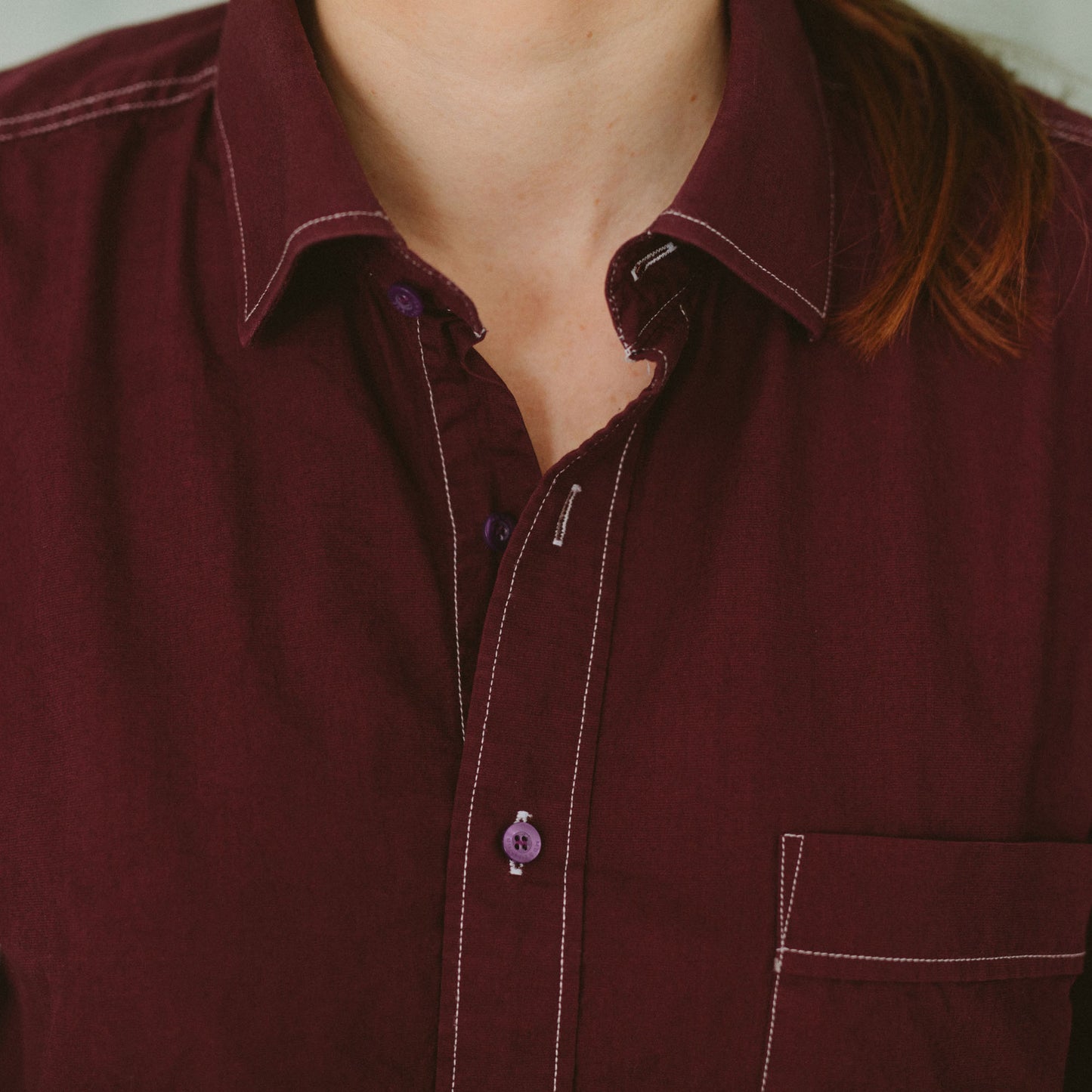 Camicia crop top bordeaux