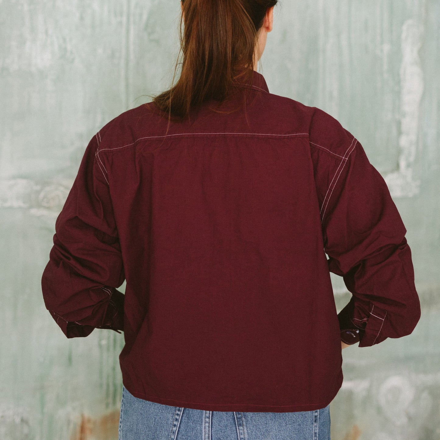 Camicia crop top bordeaux